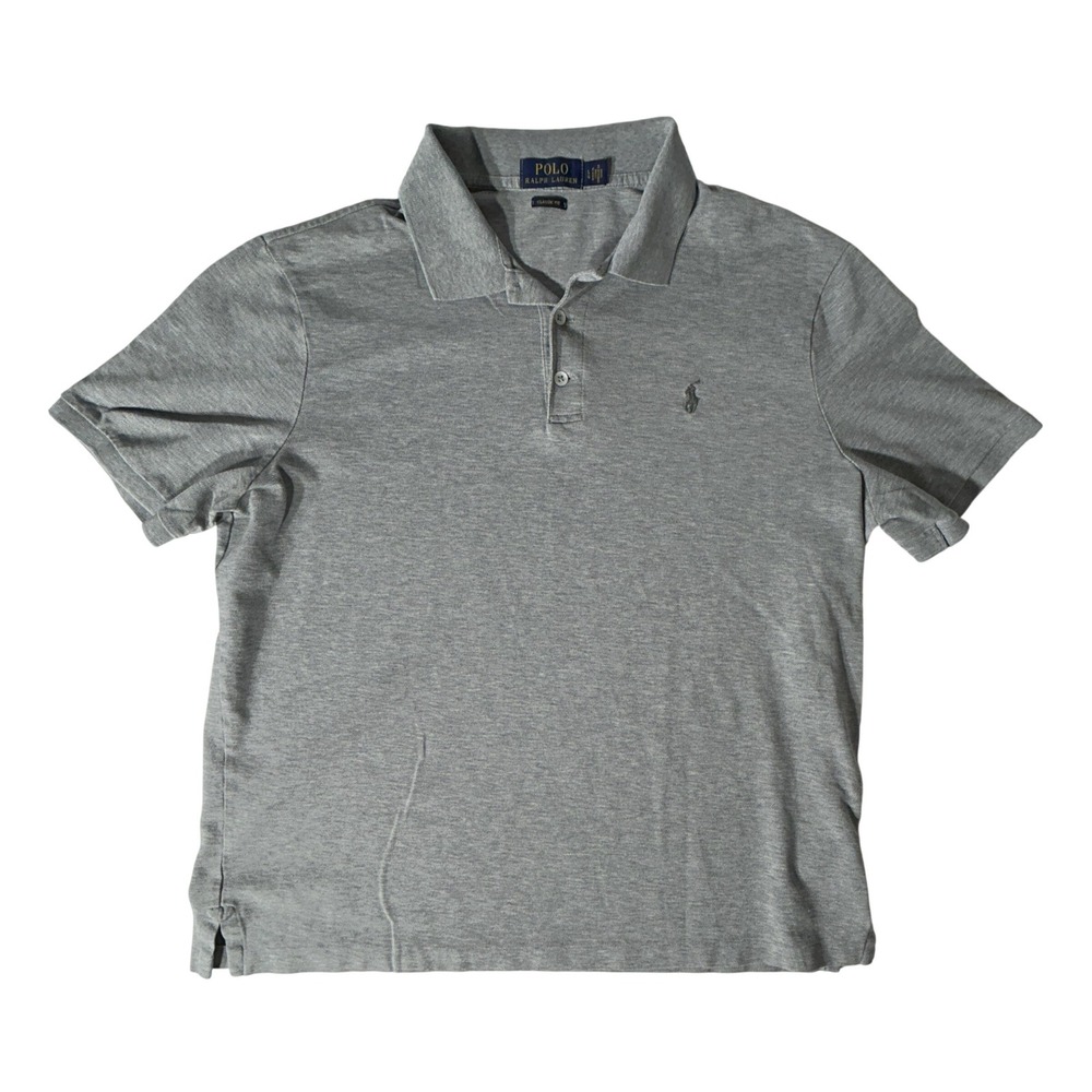 Polo Ralph Lauren Mens Classic Fit Grey Short Sleeve Pony Logo Polo Shirt Large